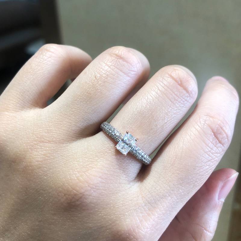 小方糖钻Women's RingS925银镀玫瑰金定制选款主石Moissanite0.5ct/副石高碳钻